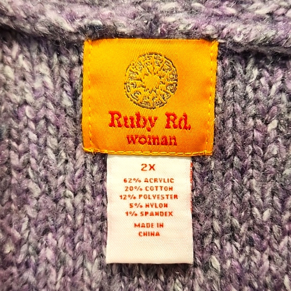 Ruby Road purple 💜 fringe long line cardigan 2x - Picture 3 of 5